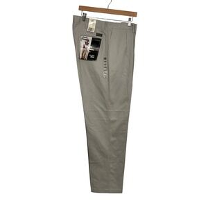 Lee Pants Mens 38x32 Tan Double Pleat Chinos Relaxed Fit Wrinkle Free String